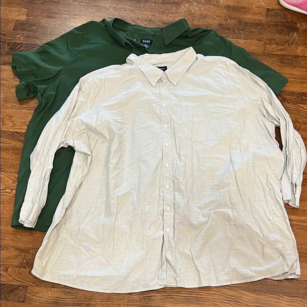 Harbor Bay Green and Cream Casual Button Down Shirts